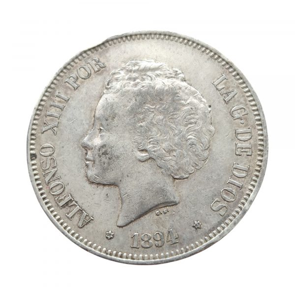 5 Pesetas Alfonso XIII 1894 Madrid EBC-