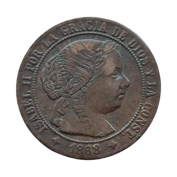 Medio Céntimo de Escudo Isabel II 1868 Jubia MBC+