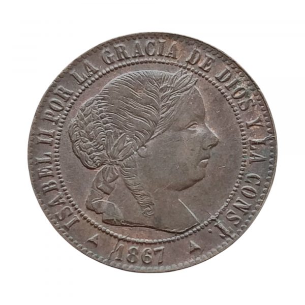 Medio Céntimo de Escudo Isabel II 1867 Segovia SC-