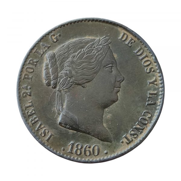 25 Céntimos de Real Isabel II 1860 Segovia EBC-