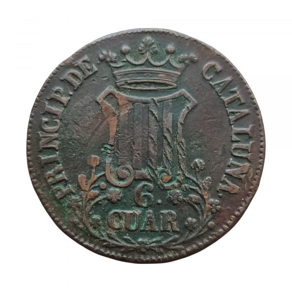 6 Cuartos Isabel II 1837 Barcelona MBC