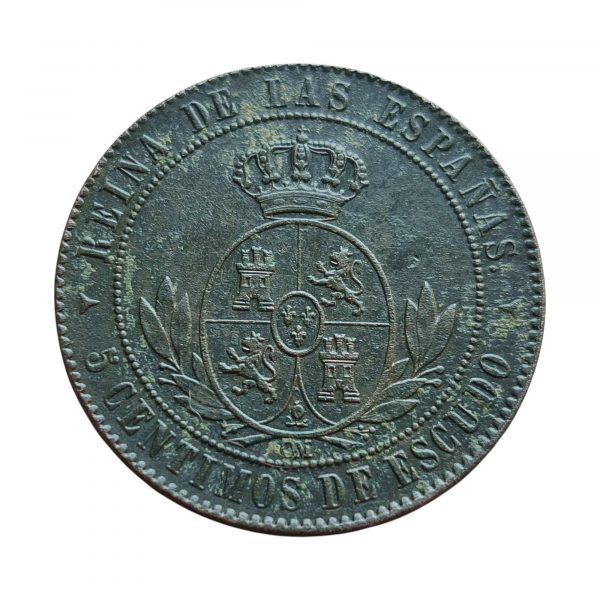 5 Céntimos Isabel II 1868 Segovia MBC - Imagen 2
