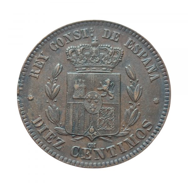 10 Céntimos Alfonso XII 1879 Barcelona EBC- - Imagen 2