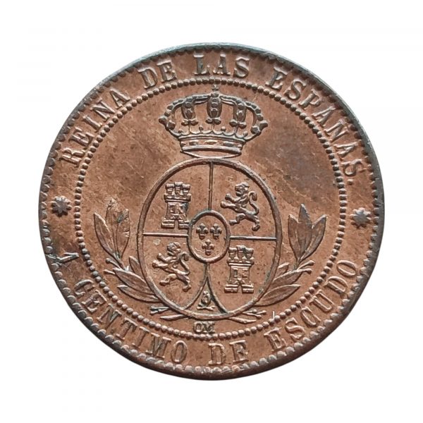 1 Céntimo de Escudo Isabel II 1868 Barcelona SC- - Imagen 2