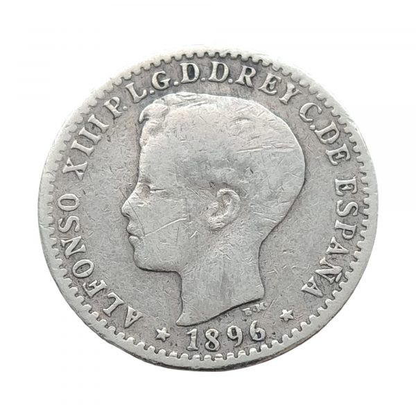 10 Centavos Alfonso XIII 1896 Puerto Rico BC+