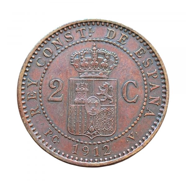 2 Céntimos Alfonso XIII 1912 Madrid EBC- - Imagen 2