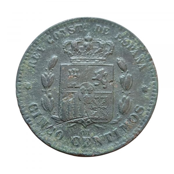 5 Céntimos Alfonso XII 1879 Barcelona BC - Imagen 2