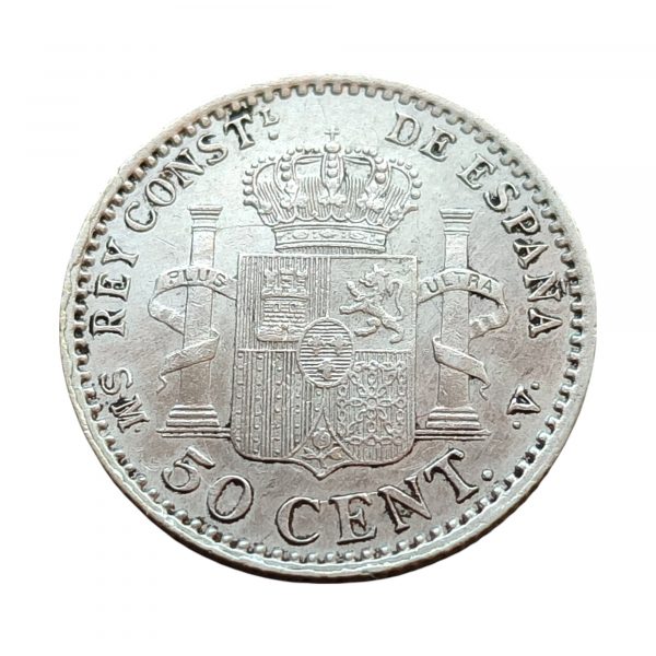 50 Céntimos de Peseta Alfonso XIII 1900 Madrid MBC+/EBC- - Imagen 2