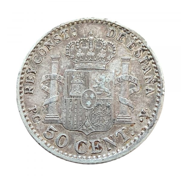50 Céntimos de Peseta Alfonso XIII 1904 Madrid EBC- 1*0* - Imagen 2