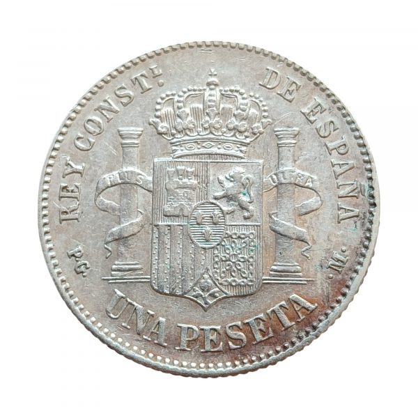 1 Peseta Alfonso XIII 1891 Madrid EBC - Imagen 2