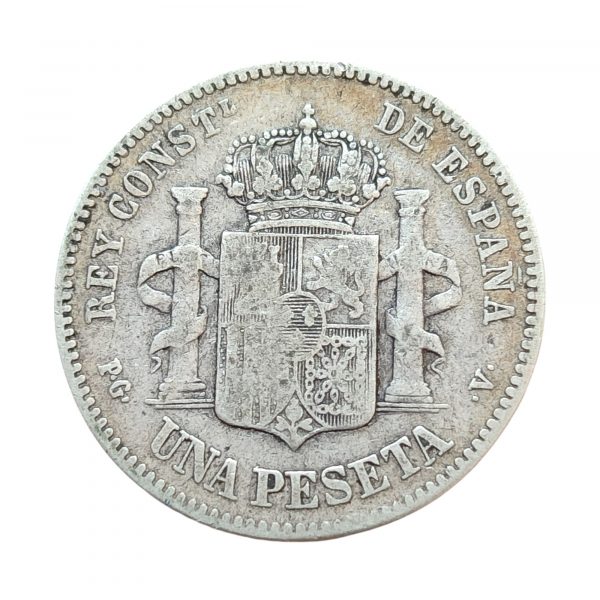 1 Peseta Alfonso XIII 1894 Madrid MBC/MBC- - Imagen 2