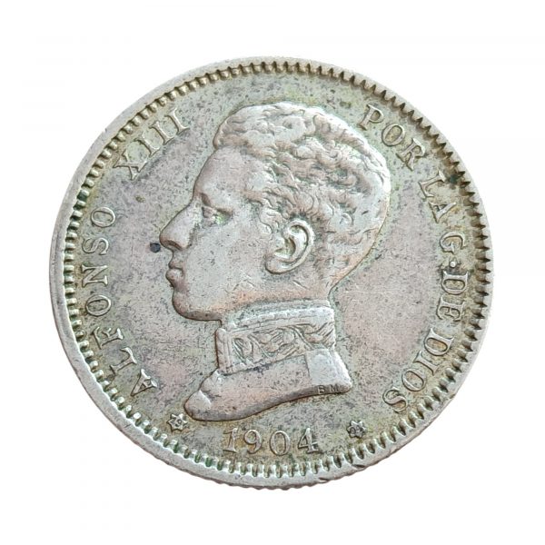 1 Peseta Alfonso XIII 1904 Madrid EBC-/EBC Variante Ø