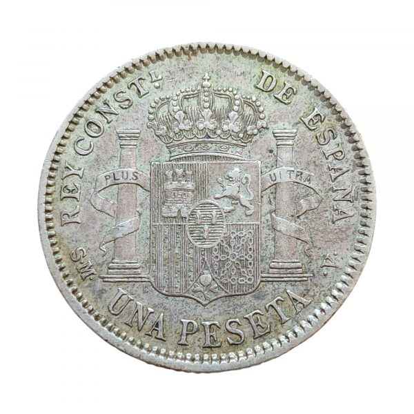1 Peseta Alfonso XIII 1904 Madrid EBC-/EBC Variante Ø - Imagen 2
