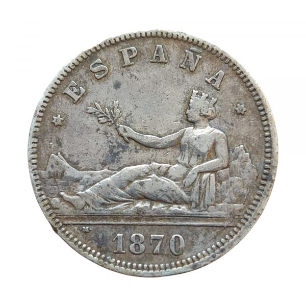 2 Pesetas Gobierno Provisional 1870 Madrid MBC+