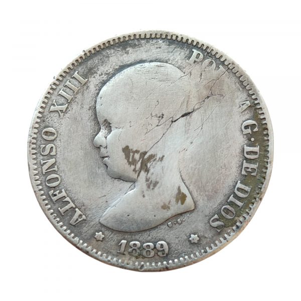 2 Pesetas Alfonso XIII 1889 Madrid MBC-