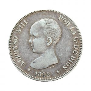 2 Pesetas Alfonso XIII 1892 Madrid MBC+