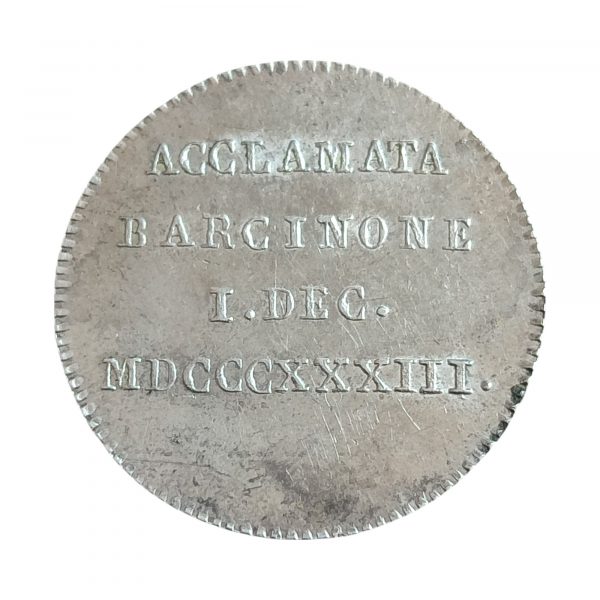 Medalla de Proclamación Isabel II Modulo 1 Real 1833 Barcelona EBC - Imagen 2