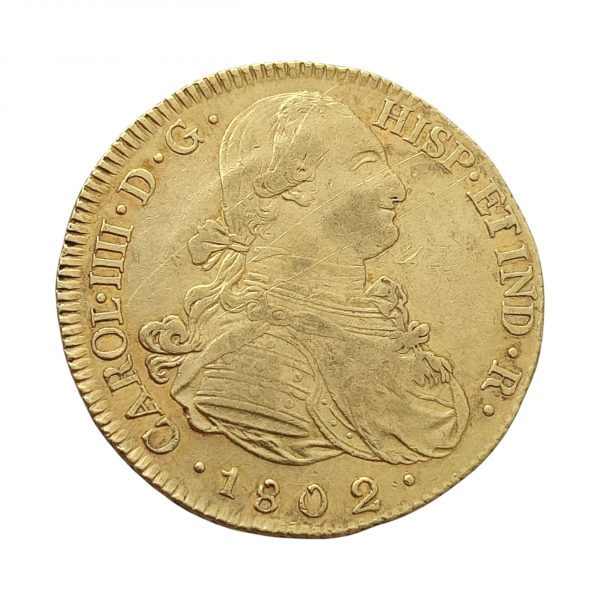 8 Escudos Carlos IV 1802 Popayan EBC-/EBC+
