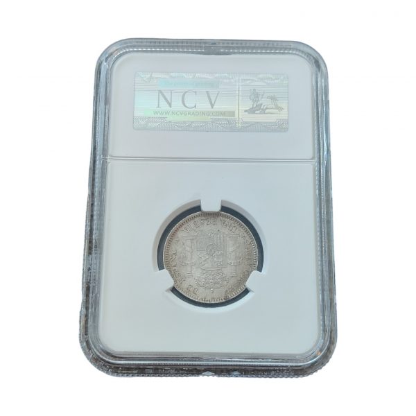 1 Peseta Alfonso XIII 1904 Madrid Encapsulada por NCV AU53 SC- Variante Ø - Imagen 2