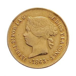 1 Peso Isabel II 1865 Manila EBC-