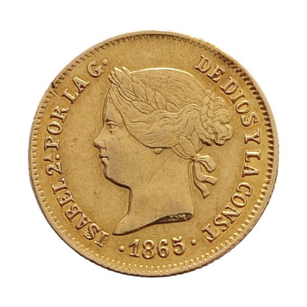1 Peso Isabel II 1865 Manila EBC-