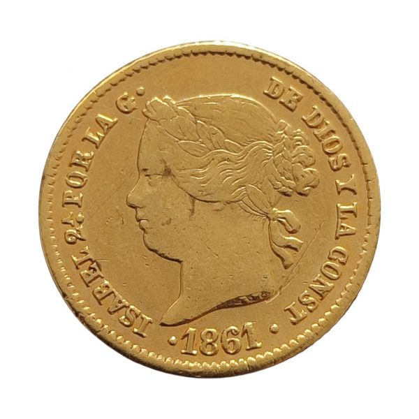 2 Pesos Isabel II 1861 Manila MBC+/EBC-