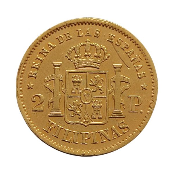 2 Pesos Isabel II 1861 Manila MBC+/EBC- - Imagen 2