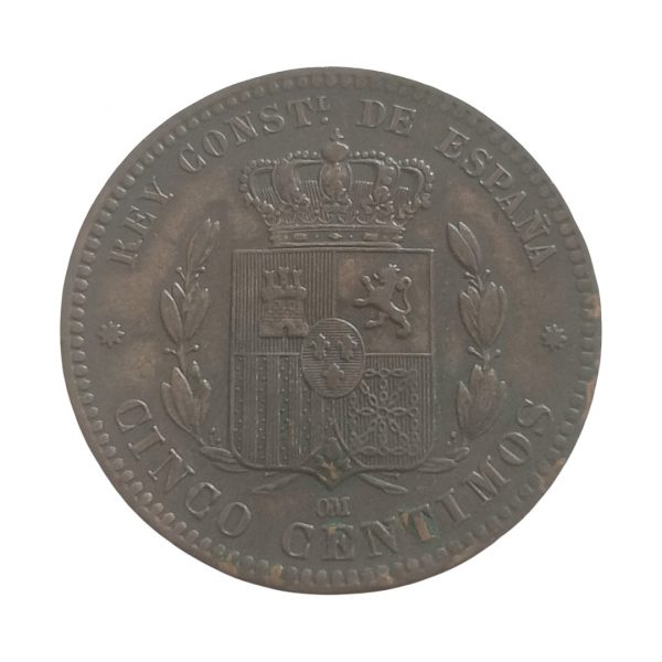 5 Céntimos Alfonso XII 1879 Barcelona EBC - Imagen 2