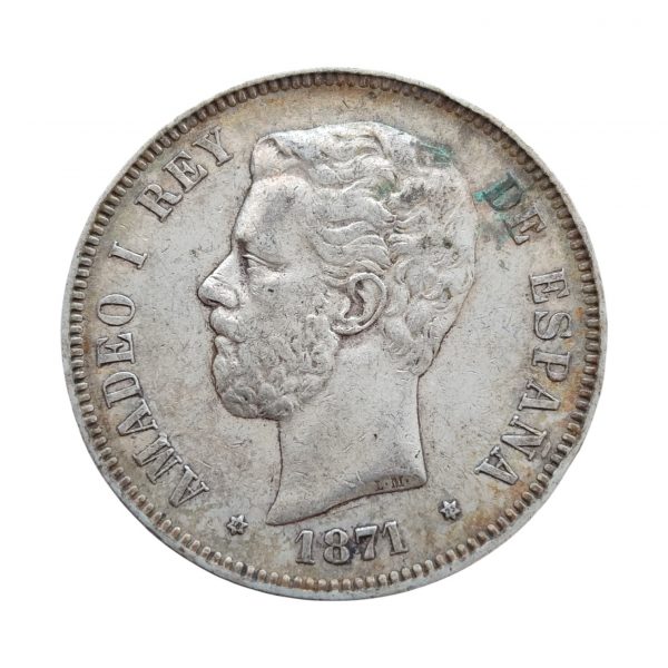5 Pesetas Amadeo I 1871 Estrella *73 Madrid MBC+/EBC-