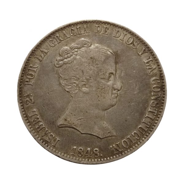 20 Reales Isabel II 1848 Madrid MBC+/EBC-